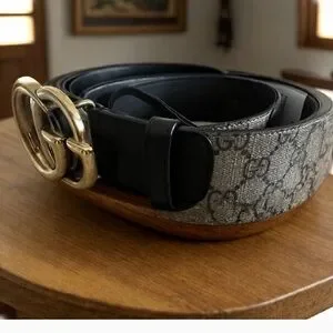 Gucci Supreme Monogram  Calfskin Double G Beige, Ebony & Black Leather Belt L Gucci | Accessories | Gucci Supreme Monogram Calfskin Double  main image 3